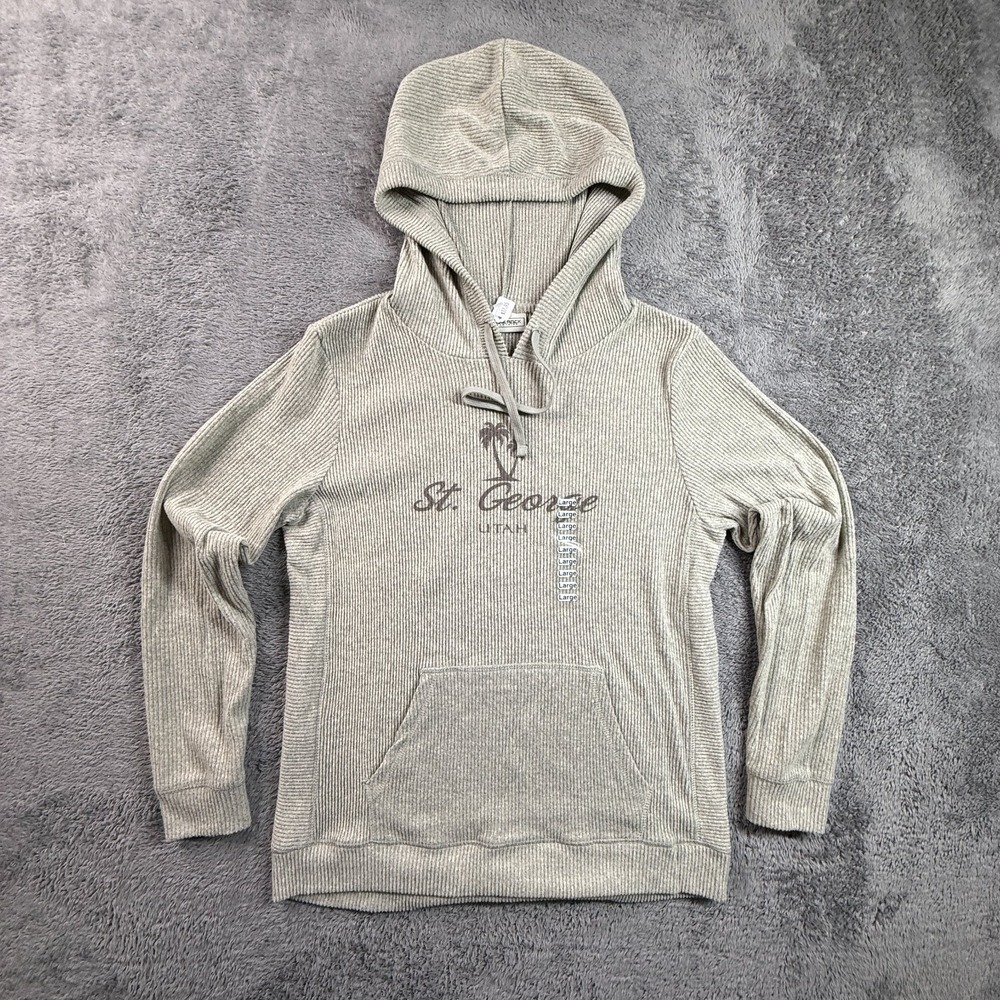 Lone Rock Clothing St George Utah Womens L Taupe Corduroy Hoodie Pullover NWT